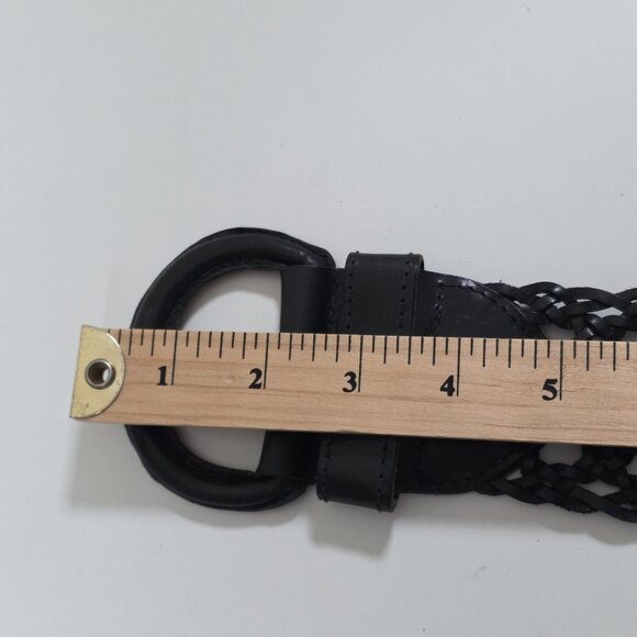 i Blues Vtg Plaited Leather Belt Womens Black Braided Buckle Whimsigoth Elegant - Picture 6 of 12